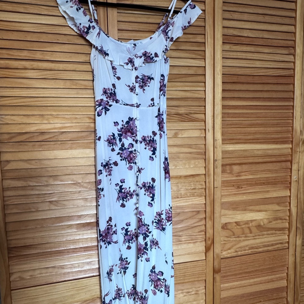 Xhilaration White Off-Shoulder Ruffled Maxi Dress